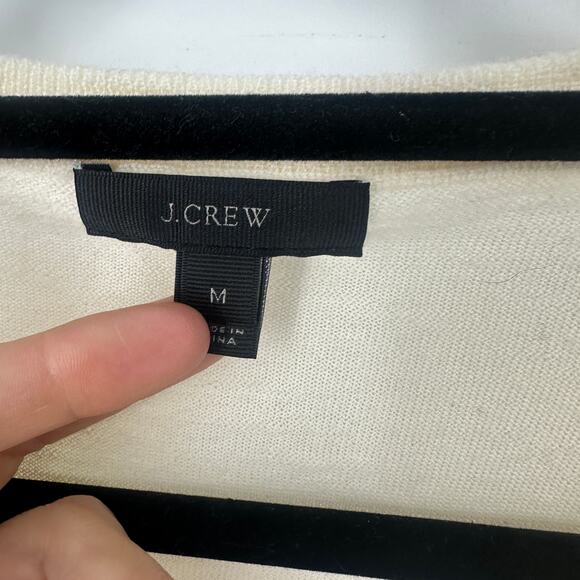 J. Crew women's merino wool top size medium cream drawstring long sleeve soft - Picture 7 of 11